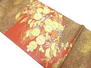 リサイクル　秋草模様織り出し袋帯